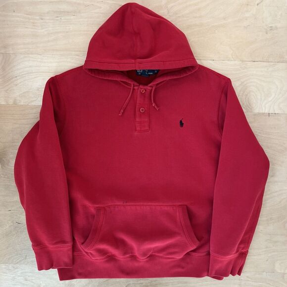 Vintage Polo Ralph Lauren Hoodie XL Red 90s New York Streetwear RRL - Picture 2 of 8